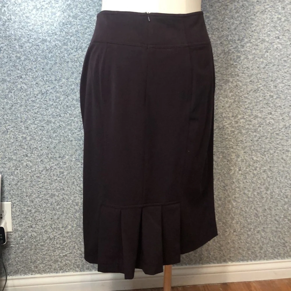 S298 Grace Elements Chocolate Brown Knee Length Column Skirt Size 10 - Picture 3 of 5